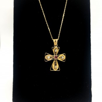 Cruce aur18k cu rubin si...