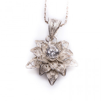 Silver pendant with white...